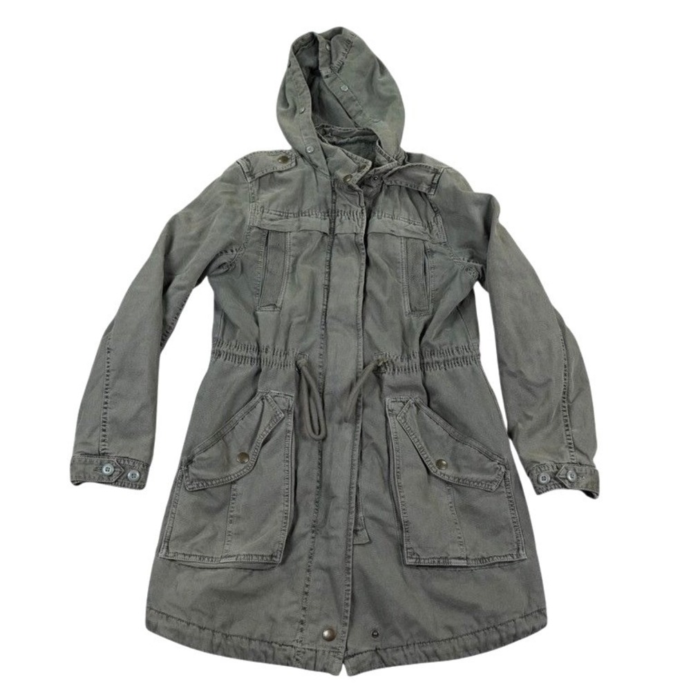American Eagle Utility Parka Jacket Women XS Green Hooded Military Field Coat